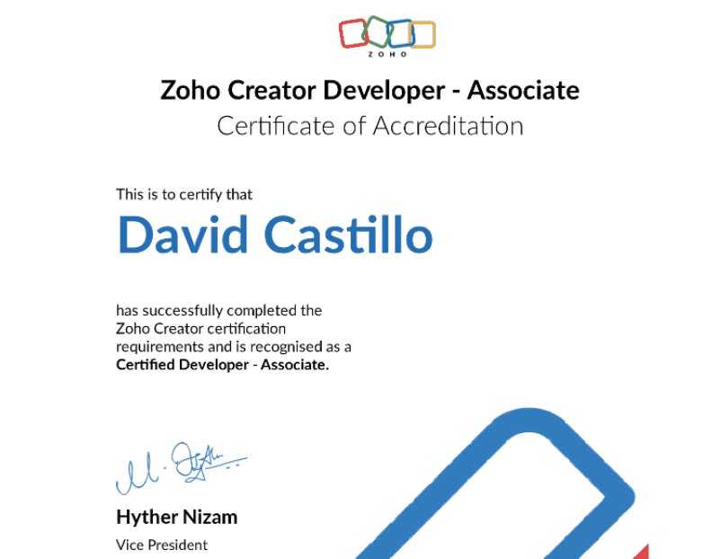 Zoho_Creator_Certificate_David_Castillo -1-